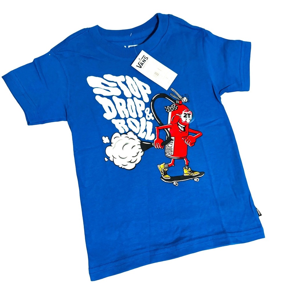 Vans by stop‎ drop roll boy toddlers tee shirt size 2T blue short sleeve graphic